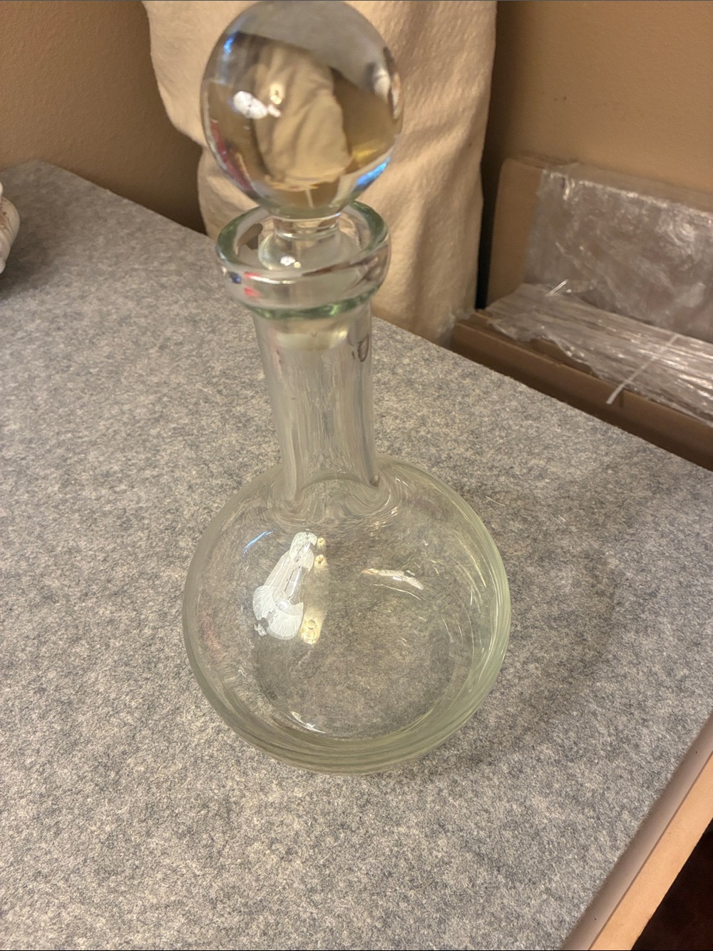 Clear Hand-Blown Glass Decanter with Round Stopper - Home Accents Vases